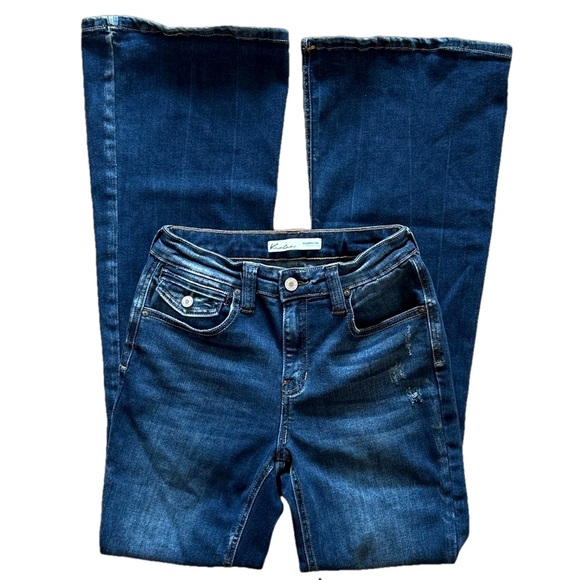 KANCAN Women's Mid-Rise Flap Pocket Flare Jeans - Size 27 - Picture 2 of 14